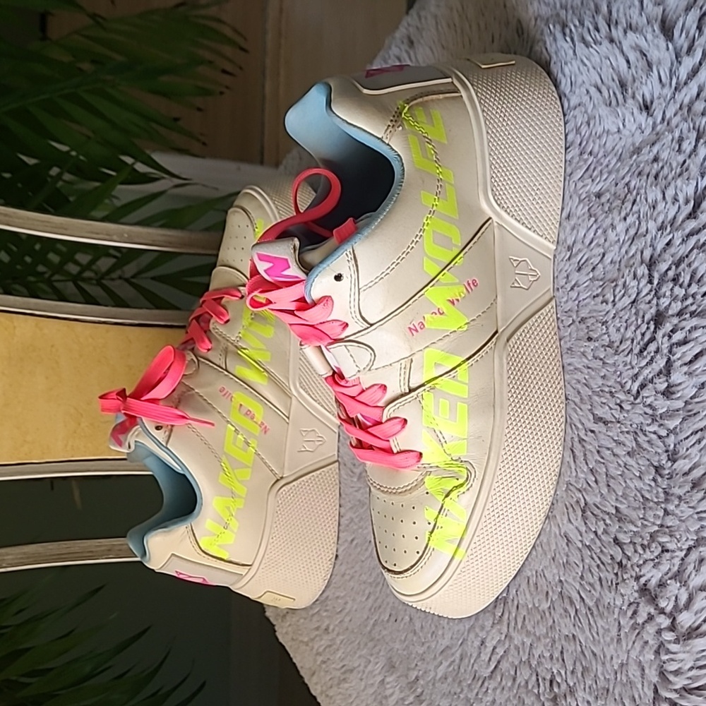 Naked Wolfe Pink and Yellow Sneakers Vibrant Design
